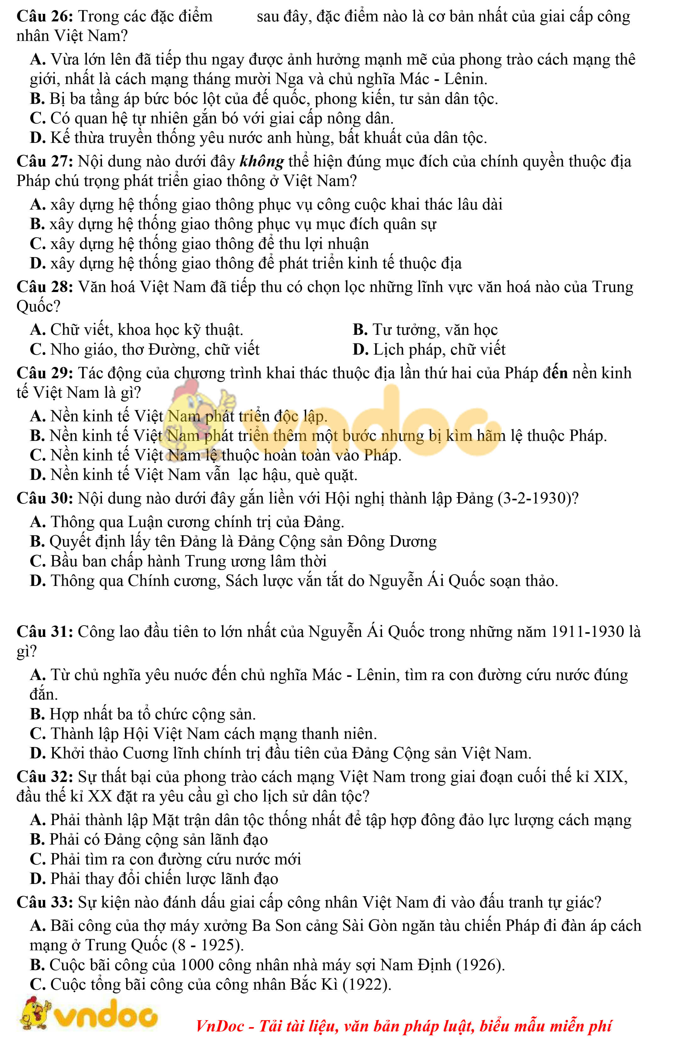 Đề thi thử THPT Quốc Gia môn Lịch sử năm 2020