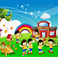 Tranh tô màu chủ đề trường mầm non