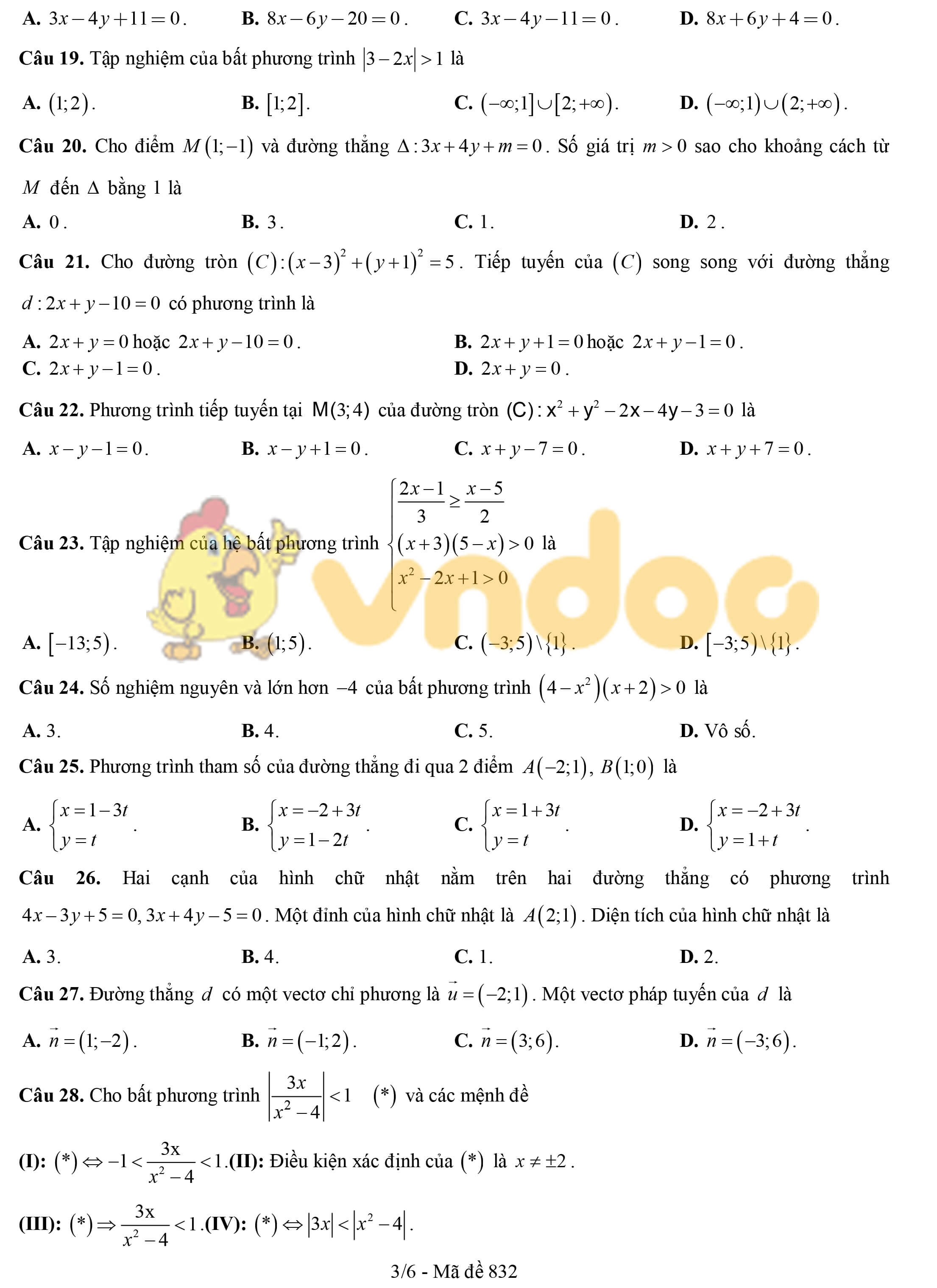 Đề khảo sát chất lượng đầu năm môn Toán lớp 11 năm học 2019 - 2020 trường THPT Thuận Thành 1 - Bắc Ninh