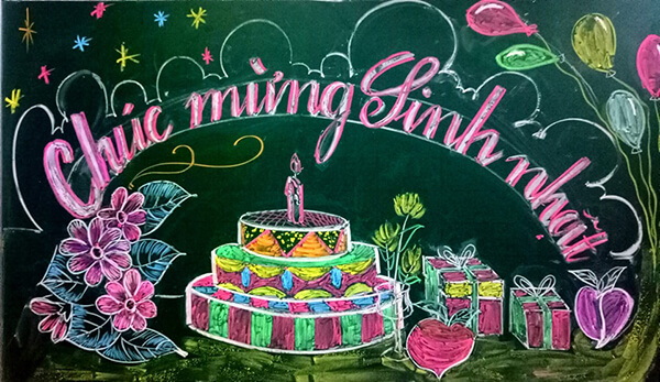 Mẫu trang trí bảng lớp sinh nhật