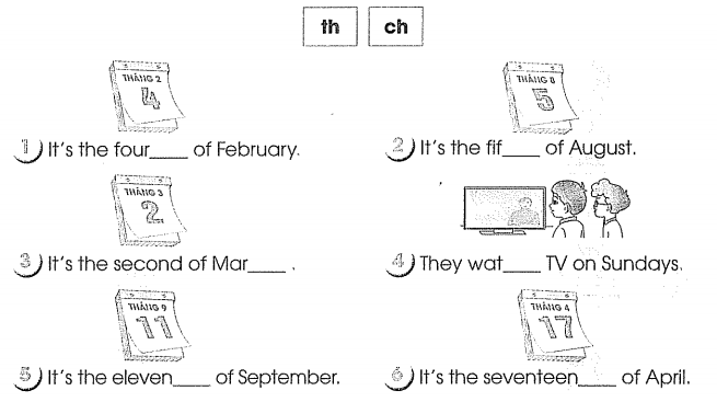 Bài tập cuối tuần môn Tiếng Anh lớp 4 Tuần 6