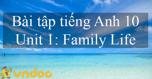 Bài tập tiếng Anh lớp 10 mới Unit 1 Family Life - Ôn tập tiếng Anh 10 ...