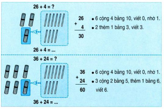 Lý thuyết về 26 + 4; 36 + 24
