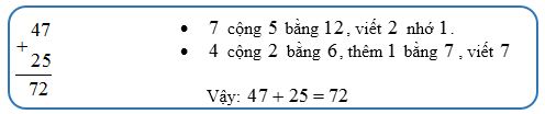 Lý thuyết Toán lớp 2 về 47 + 25