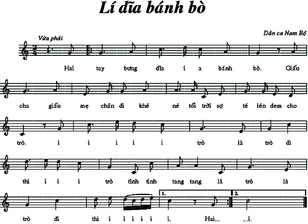 Soạn âm nhạc lớp 8 Tiết 5: Ôn tập bài hát: Lý dĩa bánh bò, Nhạc lí: Gam thứ, giọng thứ & Tập đọc nhạc: TĐN số 2
