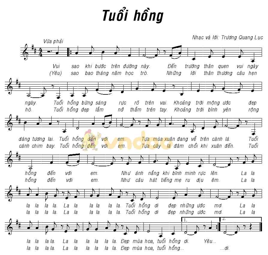 Soạn Âm nhạc lớp 8 Tiết 8: Học hát: Bài Tuổi hồng