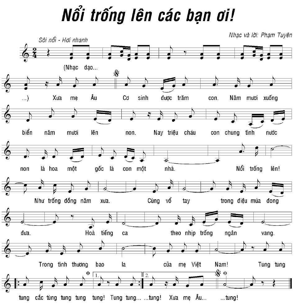 Soạn Âm nhạc lớp 8 Tiết 22: Học hát: Nổi trống lên các bạn ơi