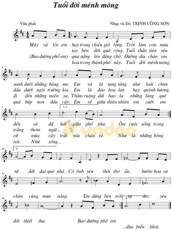 Soạn Âm nhạc lớp 8 Tiết 29: Học hát: Bài Tuổi đời mênh mông