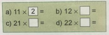 Nhân số có hai chữ số với số có một chữ số (có nhớ)