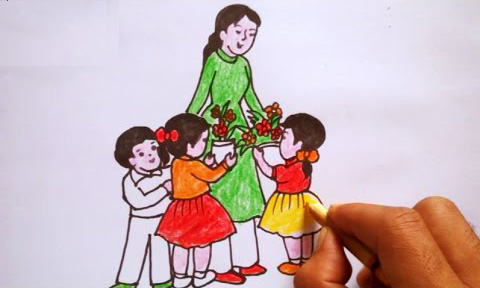 Soạn Mĩ thuật lớp 8 Bài 9: Vẽ tranh – Đề tài nhà giáo Việt Nam 20-11