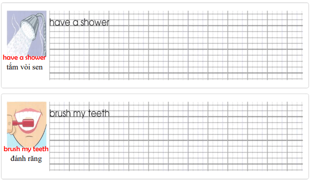 Tập viết Tiếng Anh lớp 4 Unit 6 Jim's Day