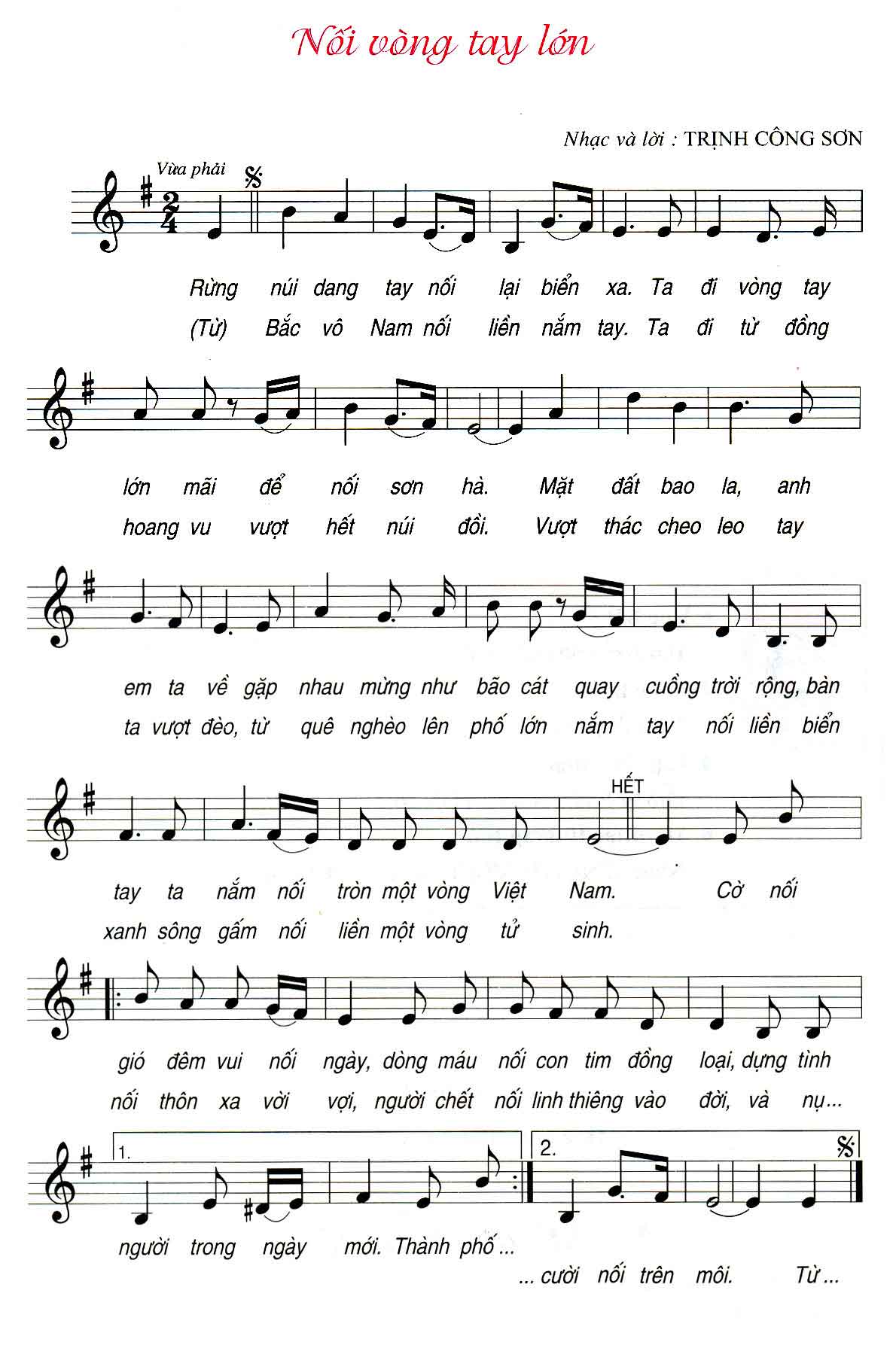 Soạn Âm nhạc lớp 9 Tiết 8: Học hát: Bài Nối vòng tay lớn