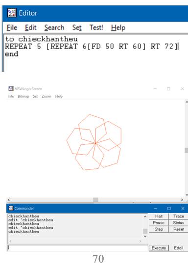Giải bài tập Tin học lớp 5: Thủ tục trong Logo (tiếp)
