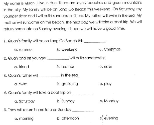 Bài tập cuối tuần môn Tiếng Anh lớp 5 Tuần 7
