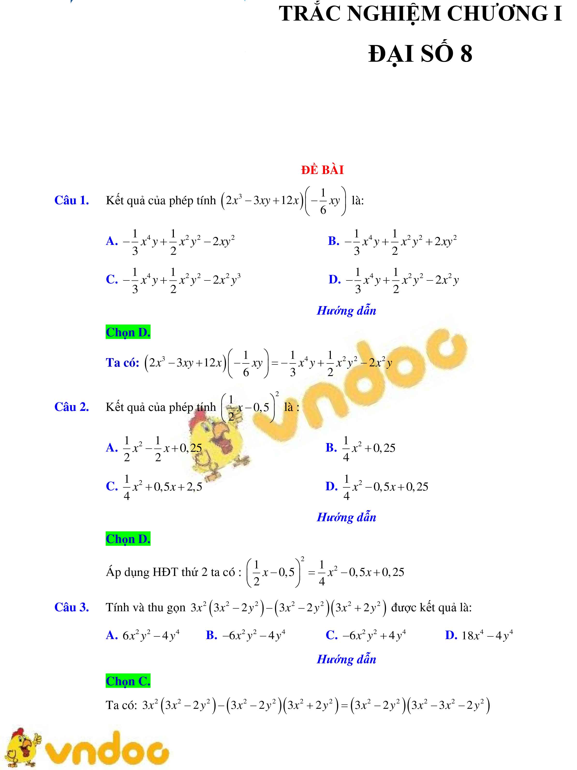 350 bài tập trắc nghiệm phép nhân và phép chia các đa thức