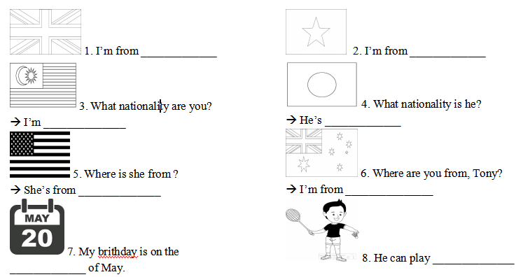 Đề thi giữa học kì 1 môn tiếng Anh lớp 4 năm 2019 - 2020