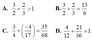 Trắc nghiệm: Phép cộng phân số