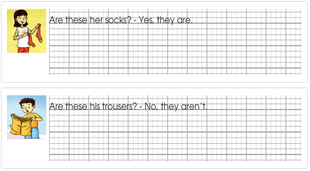 Tập viết Tiếng Anh lớp 2 Unit 7: Are these his trousers?