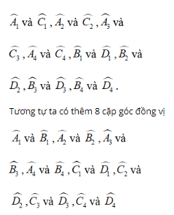 Trắc nghiệm: Các góc tạo bởi một đường thẳng cắt hai đường thẳng 