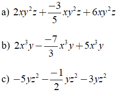 Trắc nghiệm: Đơn thức đồng dạng 