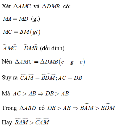 Trắc nghiệm: Quan hệ giữa góc và cạnh đối diện trong một tam giác 