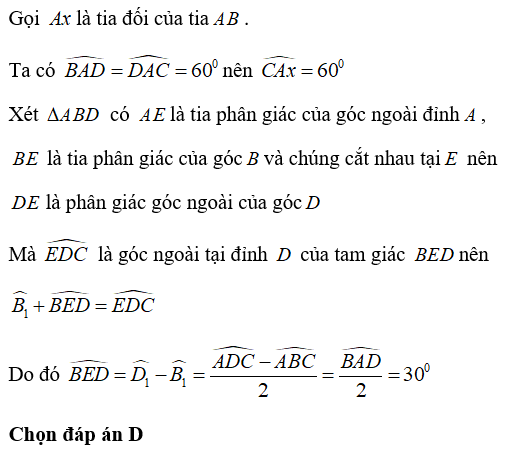 Trắc nghiệm: Tính chất ba đường phân giác của tam giác 