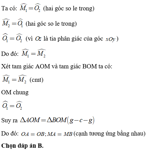 Trắc nghiệm: Trường hợp bằng nhau thứ ba của tam giác: góc - cạnh - góc 