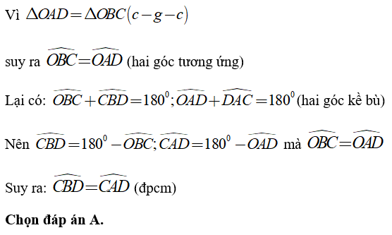 Trắc nghiệm: Trường hợp bằng nhau thứ hai của tam giác: cạnh - góc - cạnh