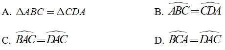 Trắc nghiệm: Trường hợp bằng nhau thứ nhất của tam giác: cạnh - cạnh - cạnh