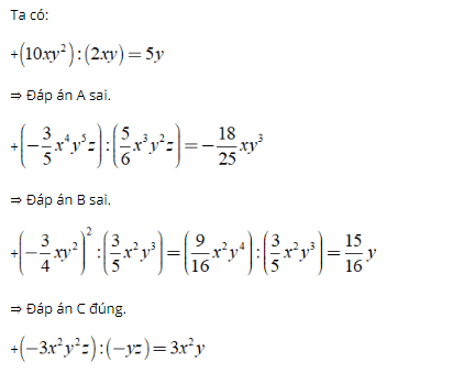 Bài tập: Chia đơn thức cho đơn thức