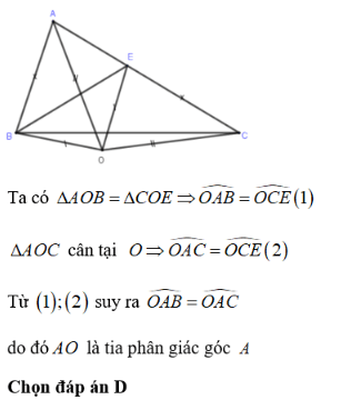 Trắc nghiệm: Tính chất ba đường trung trực của tam giác