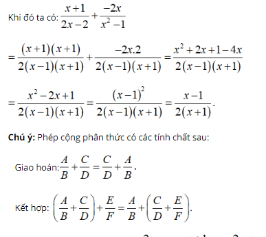 Lý thuyết: Phép cộng các phân thức đại số 
