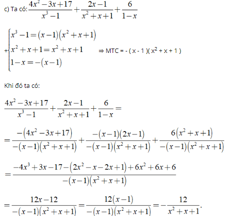 Lý thuyết: Phép cộng các phân thức đại số 