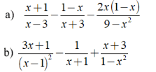 Lý thuyết: Phép trừ các phân thức đại số 
