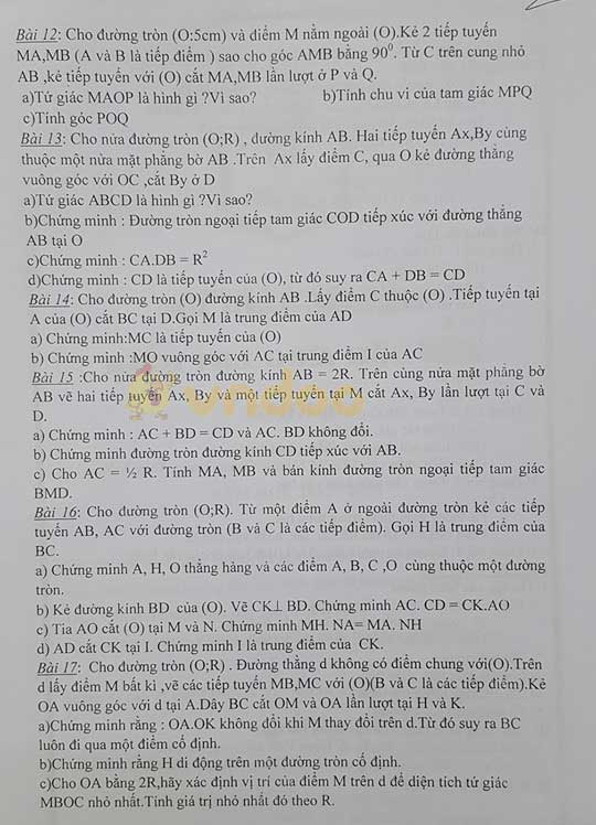 Đề cương ôn tập giữa học kì 1 lớp 9 môn Toán năm học 2019 - 2020