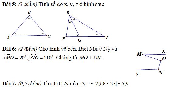 Đề thi giữa kì 1 lớp 7 môn Toán trường THCS Thịnh Quang năm học 2018 - 2019