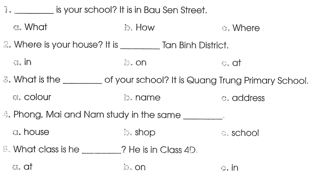 Bài tập cuối tuần môn Tiếng Anh lớp 4 Tuần 9