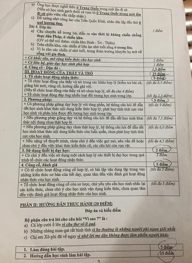 Đề thi thực hành năng lực nghiệp vụ giáo viên tiểu học