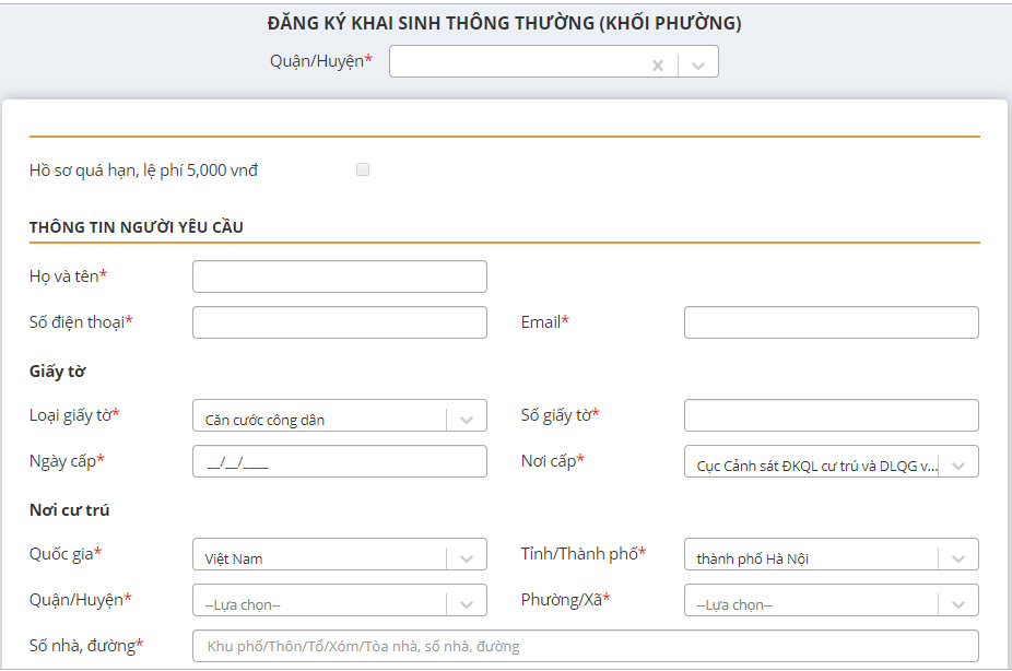 Hướng dẫn làm giấy khai sinh trực tuyến qua mạng