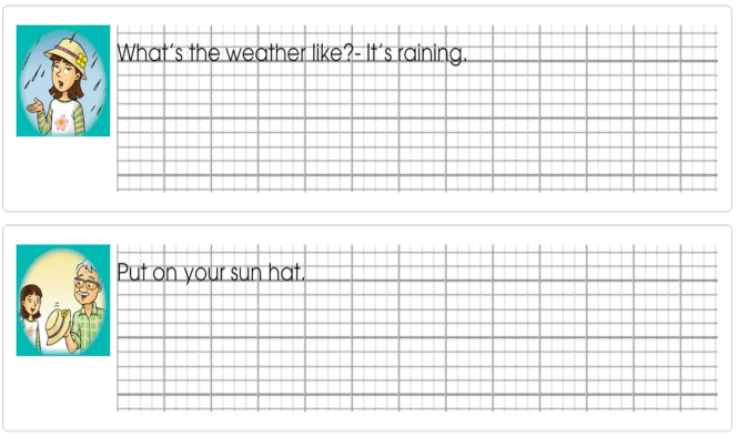 Tập viết Tiếng Anh lớp 3 Unit 8: It's hot today!