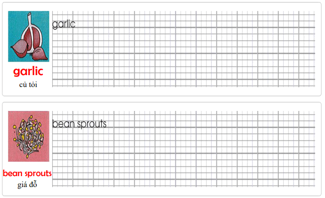 Tập viết Tiếng Anh lớp 4 Unit 8: I'd like a melon