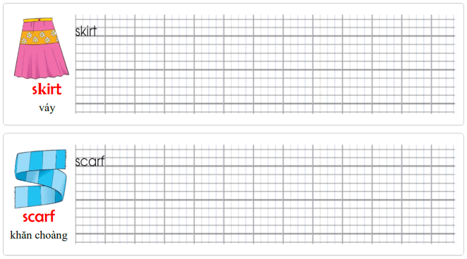 Tập viết Tiếng Anh lớp 3 Unit 9 What are you wearing?