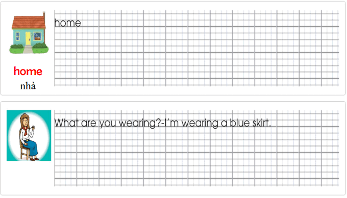 Tập viết Tiếng Anh lớp 3 Unit 9 What are you wearing?