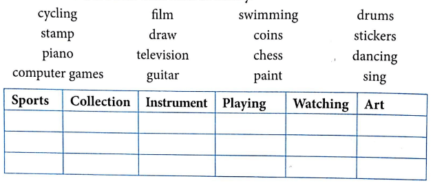 Bài tập từ vựng tiếng Anh lớp 4 Unit 7 What do you like doing?