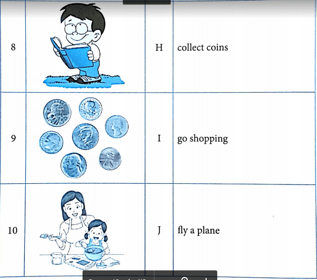 Bài tập từ vựng tiếng Anh lớp 4 Unit 7 What do you like doing?