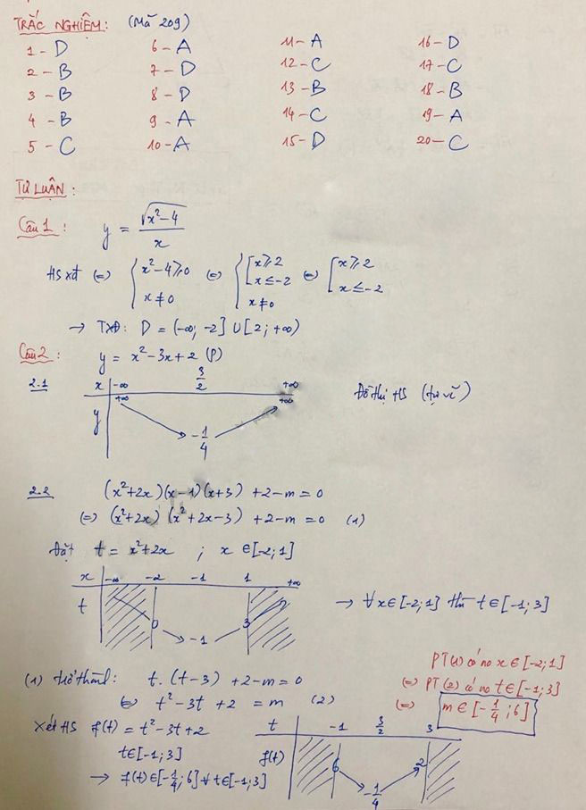 Đề thi giữa học kì 1 lớp 10 môn Toán Trường THPT Trần Hưng Đạo, Nam Định năm học 2019 - 2020