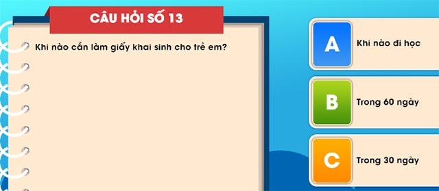 Đáp án tìm hiểu luật trẻ em trực tuyến bảng B