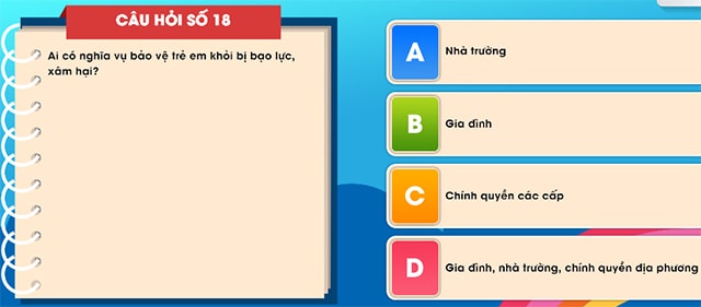 Đáp án tìm hiểu luật trẻ em trực tuyến bảng B