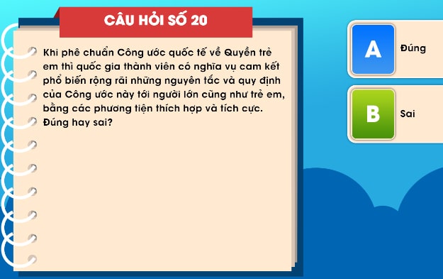 Đáp án tìm hiểu luật trẻ em trực tuyến bảng B