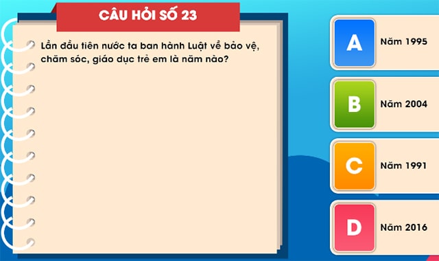 Đáp án tìm hiểu luật trẻ em trực tuyến bảng B